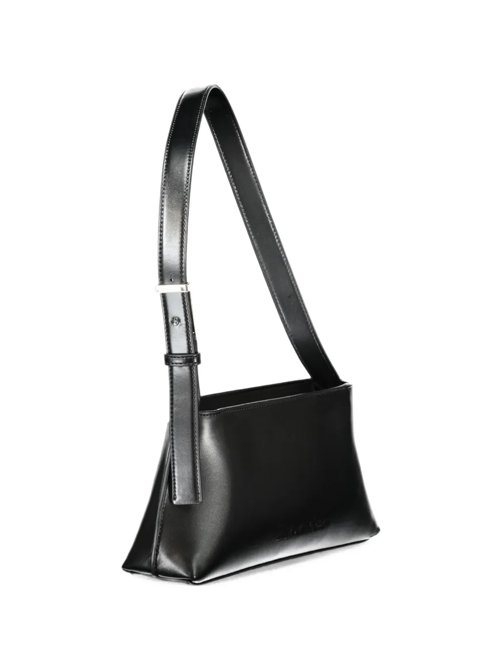 Calvin Klein Leren shopper met logo-reliëf Zwart