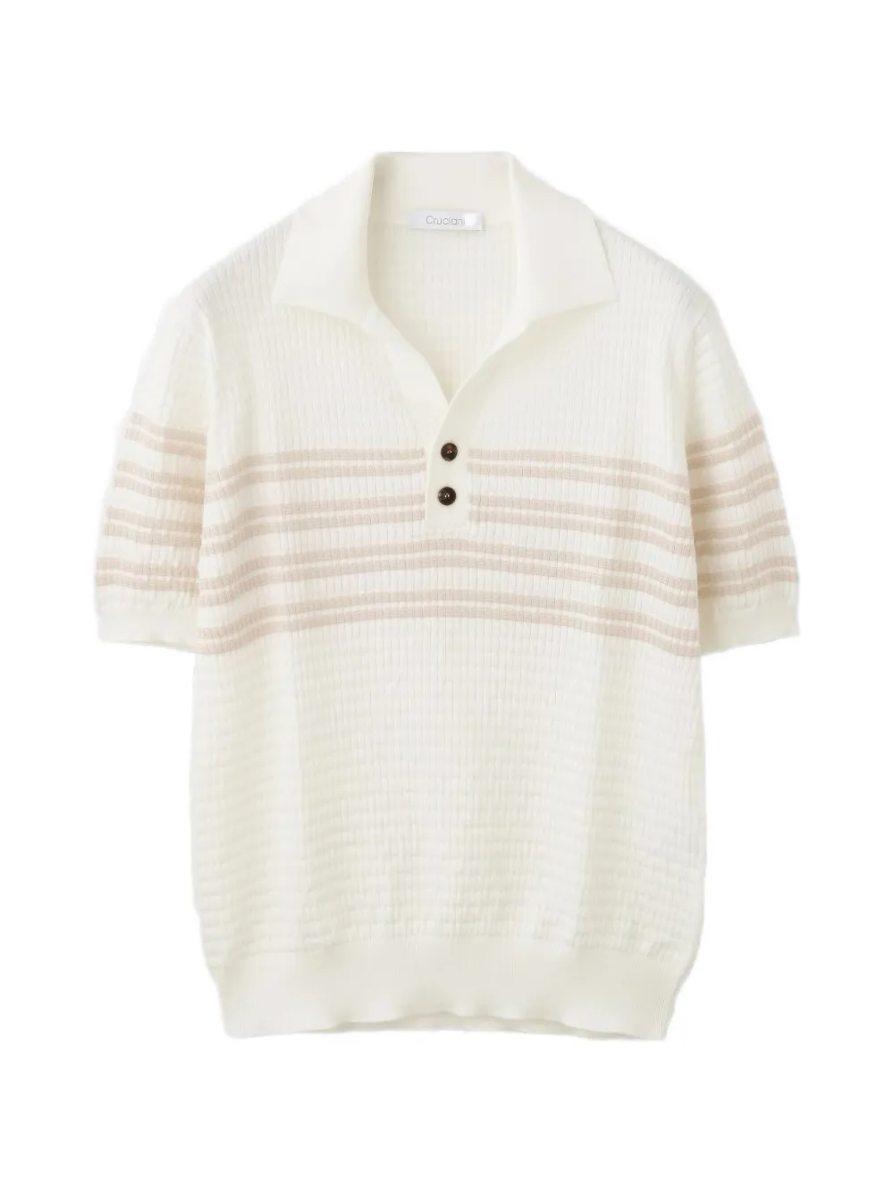 Cruciani striped waffle-knit polo shirt - Toni neutri