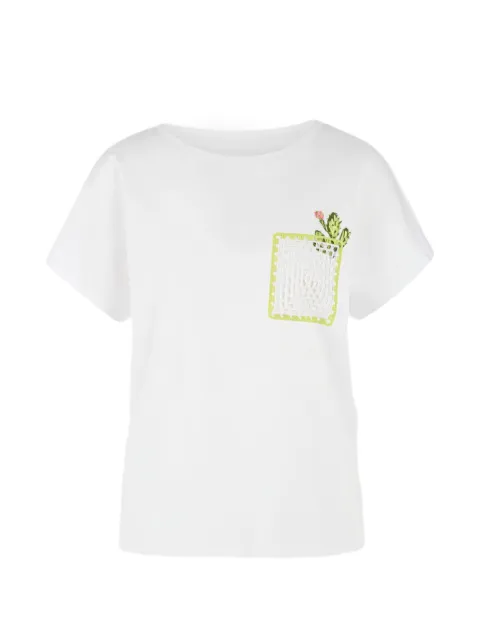 MARCCAIN crochet-patch cactus-embroidered T-shirt