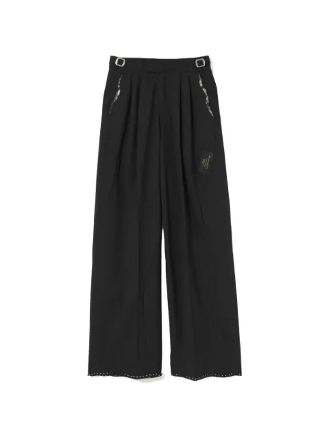 Undercover pleated floral-trim straight trousers