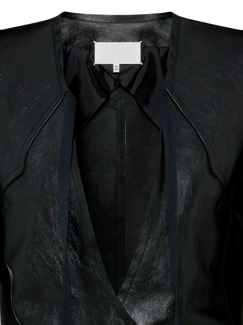 Maison Margiela Leren jack met striksluiting - Zwart