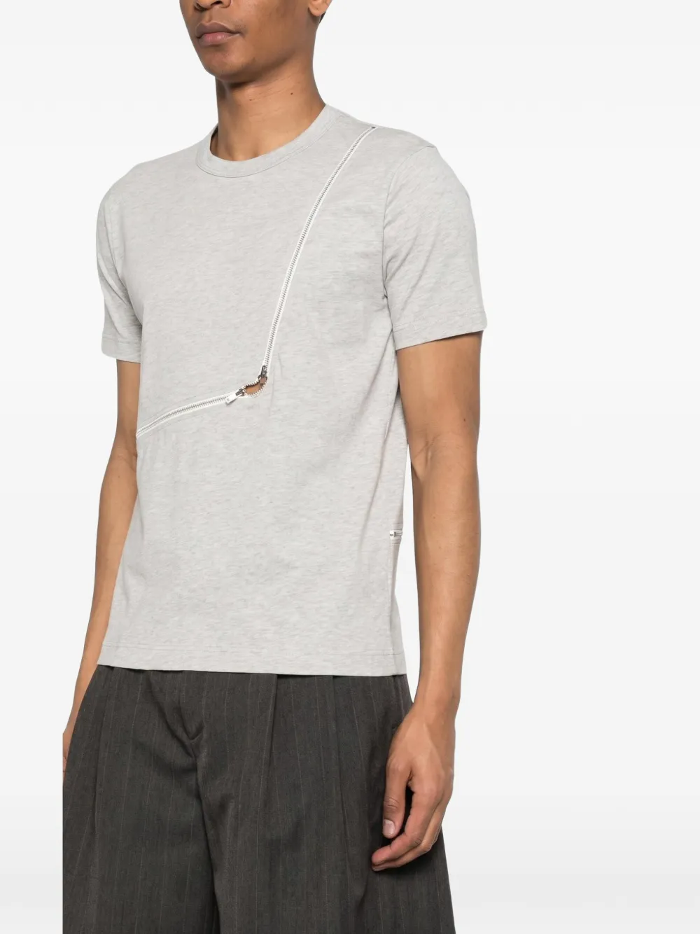 Comme Des Garçons Shirt diagonal-zip T-shirt Grijs