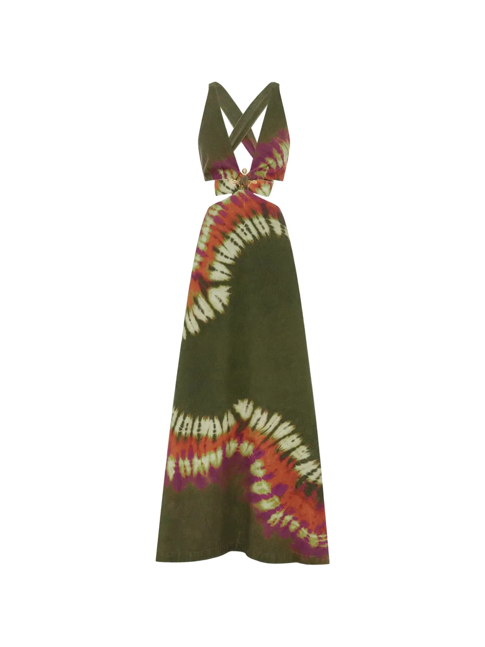 ALEMAIS tie-dye cut-out midi dress - Green