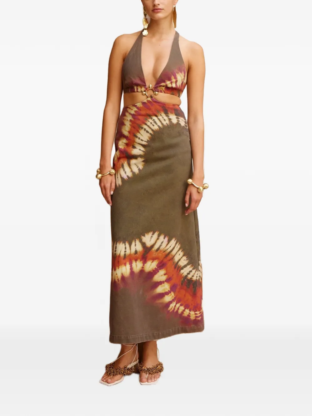 ALEMAIS tie-dye cut-out midi dress - Grün
