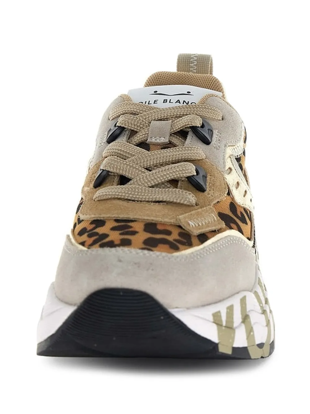 Voile Blanche Club105 sneakers met luipaardprint Beige