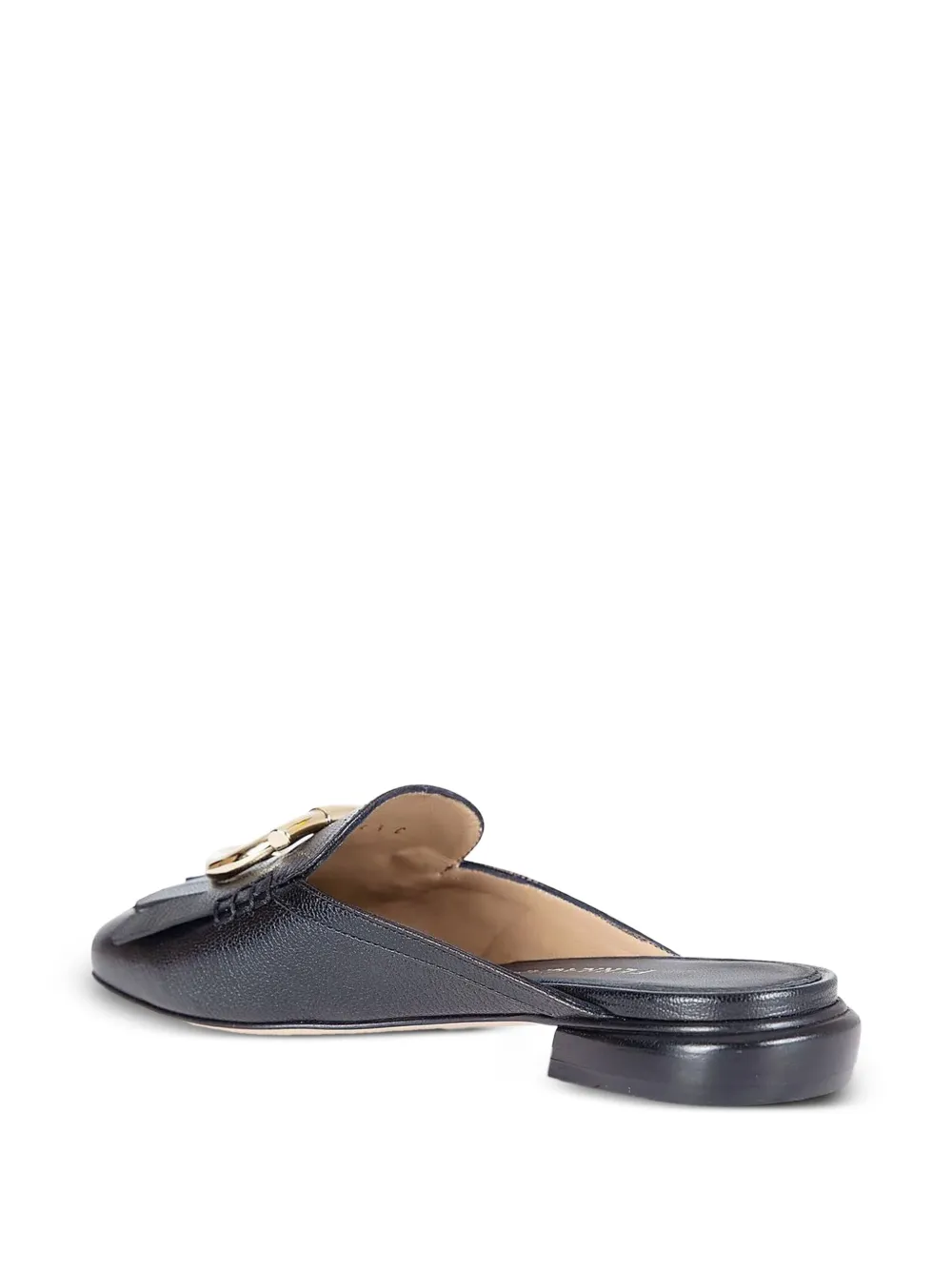  Ferragamo Mules Gancini Con Flecos - Negro 