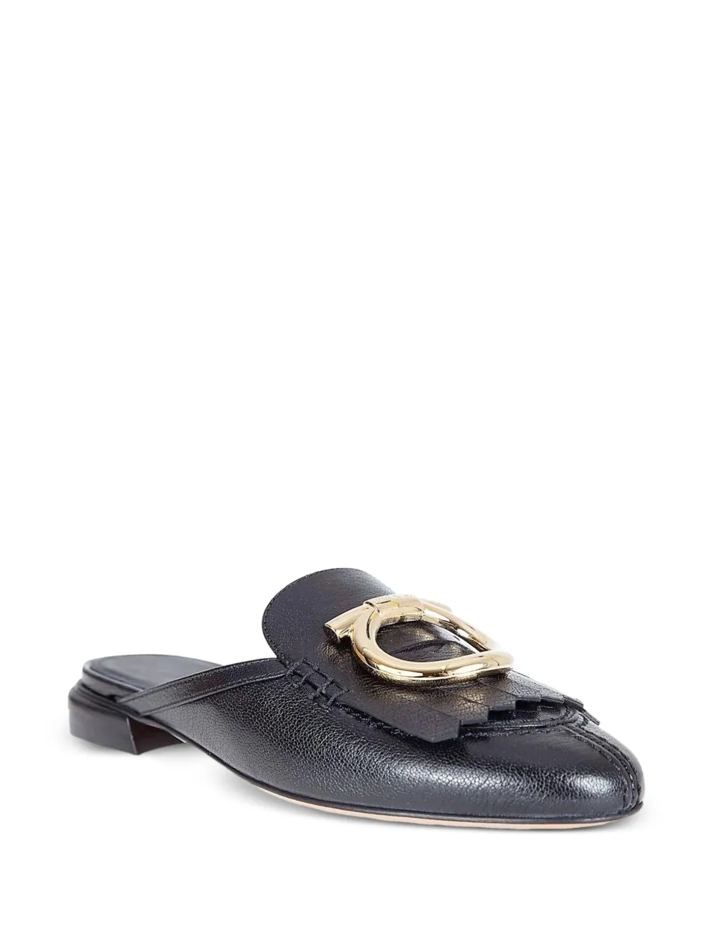  Ferragamo Mules Gancini Con Flecos - Negro 