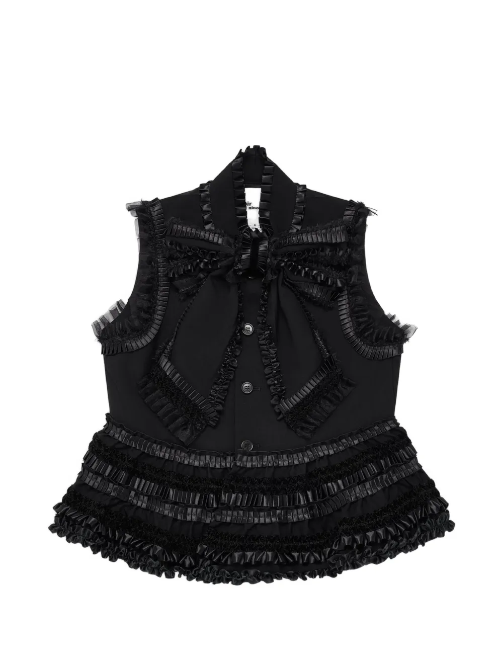 Noir Kei Ninomiya ruffled bow-detail blouse - Nero