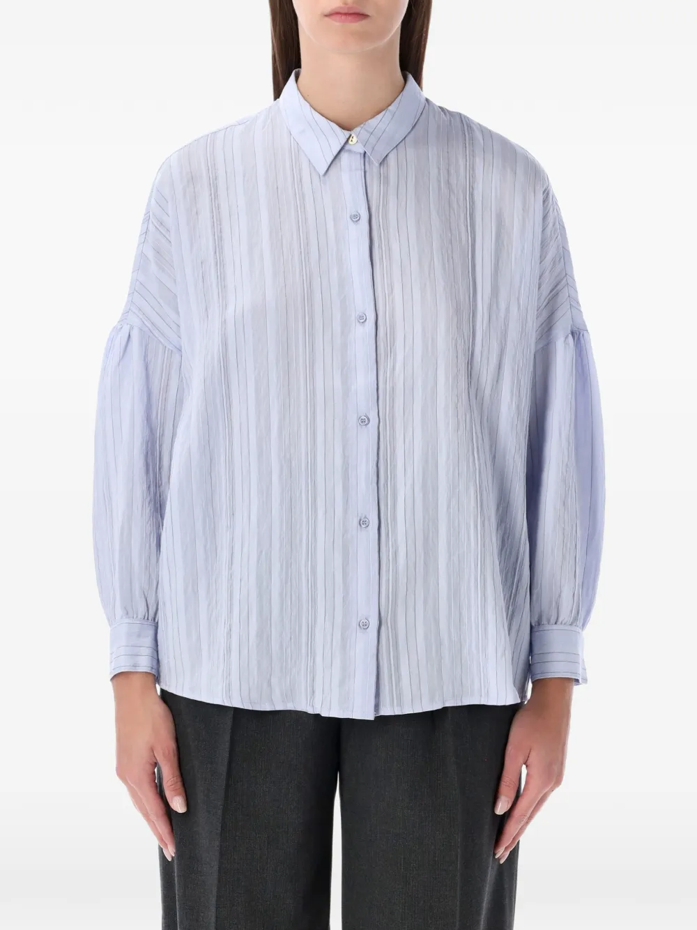 Sessùn striped balloon-sleeve shirt - Blu