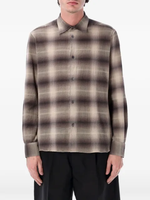Berner Kühl check-pattern crinkled-finish shirt