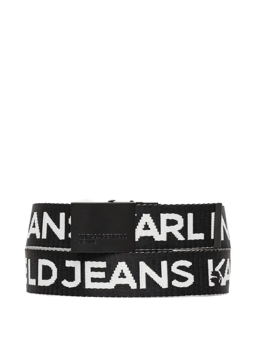 Karl Lagerfeld Jeans logo-jacquard plaque-buckle belt - Nero