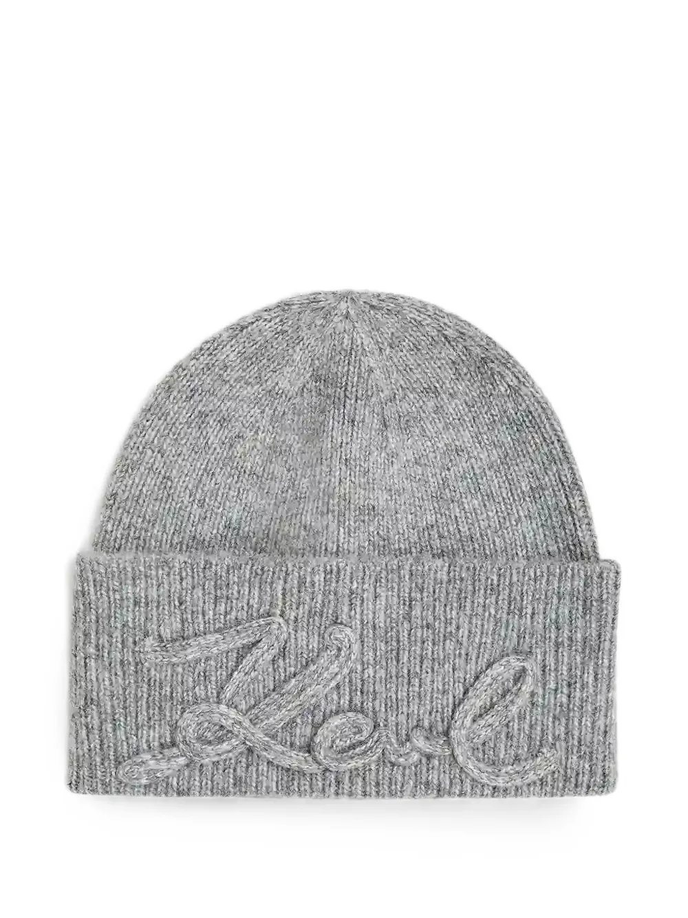 Karl Lagerfeld K/Signature logo-embroidered ribbed-knit beanie hat - Grigio