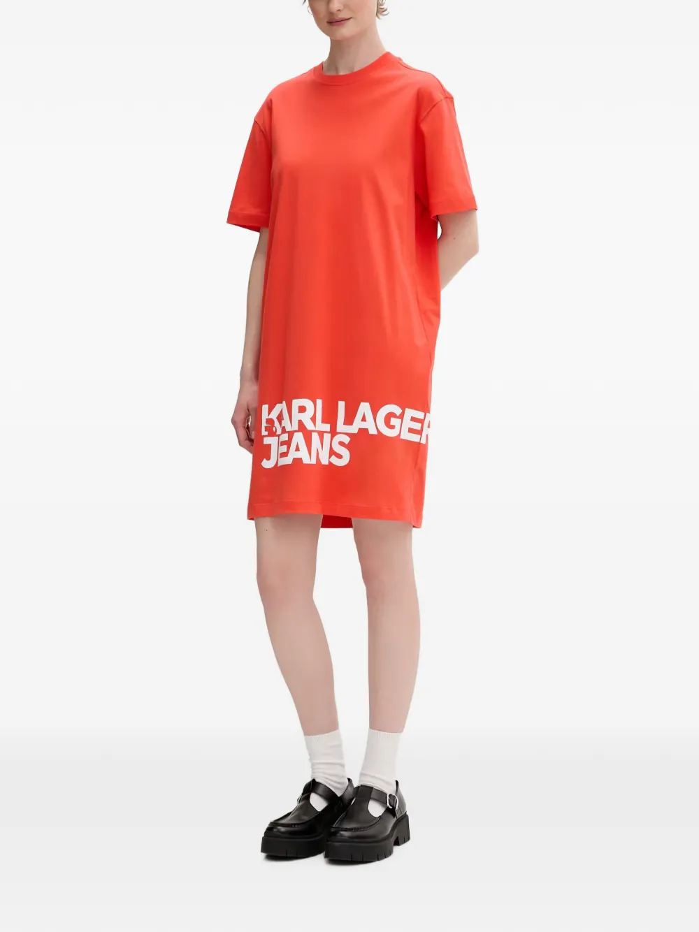 Karl Lagerfeld Jeans T-shirtjurk met logoprint Rood