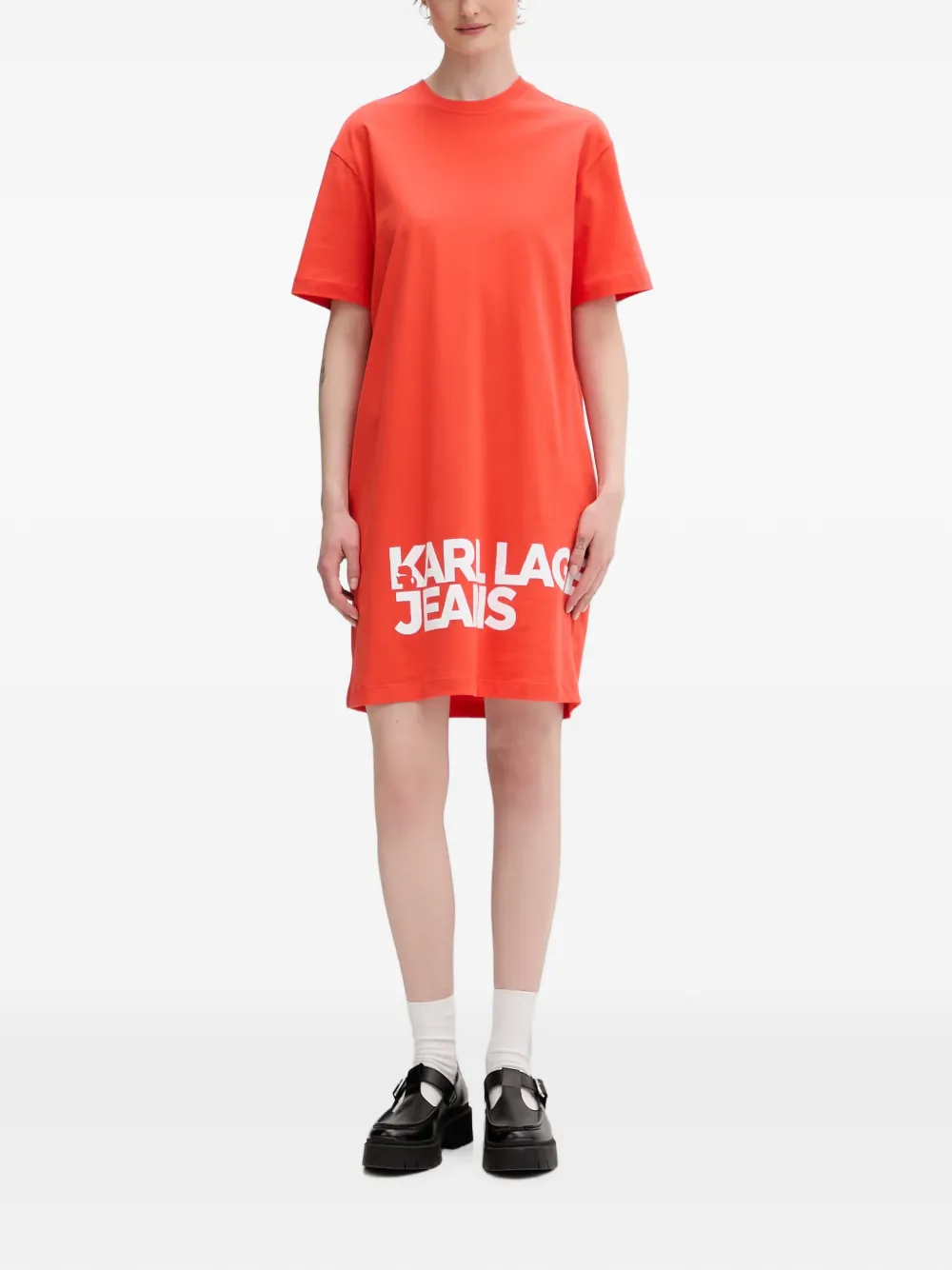 Karl Lagerfeld Jeans T-shirtjurk met logoprint Rood