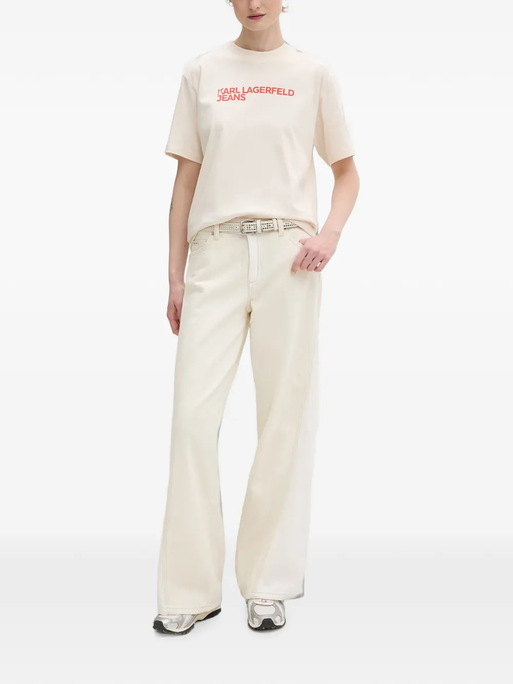 Karl Lagerfeld Jeans T-shirt met logoprint Beige