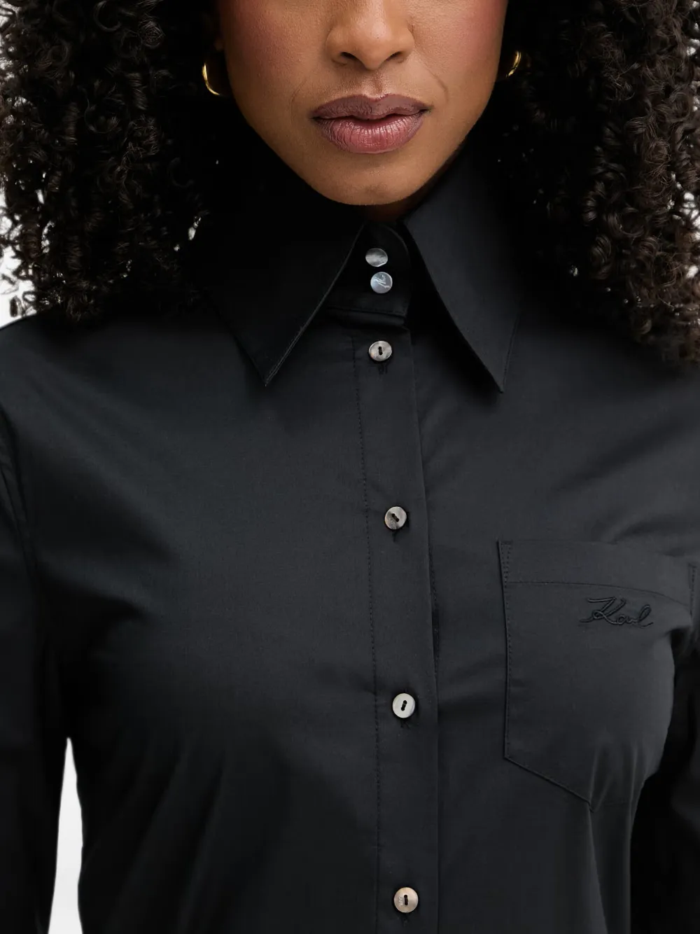 Karl Lagerfeld Blouse met geborduurd logo Zwart