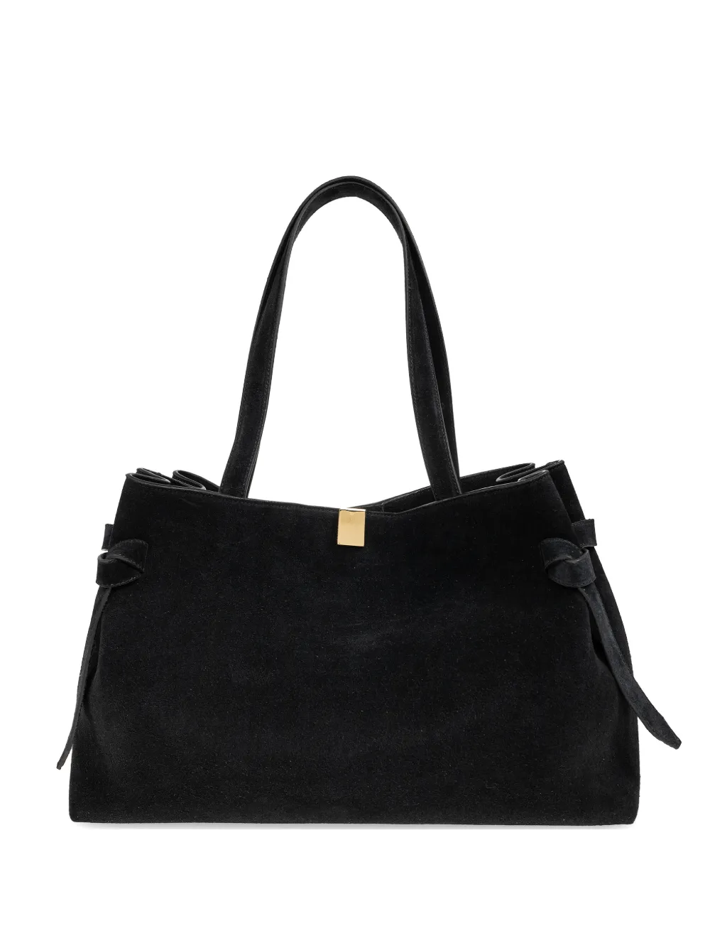 Yuzefi Gyoza knotted-detail suede tote bag - Nero