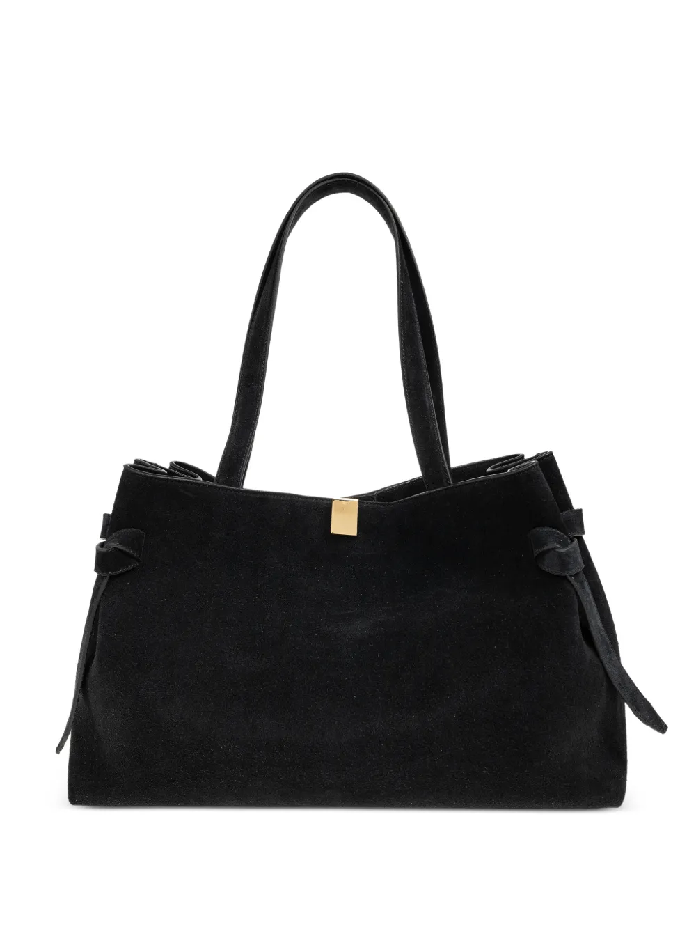 Yuzefi Gyoza knotted-detail suede tote bag - Nero