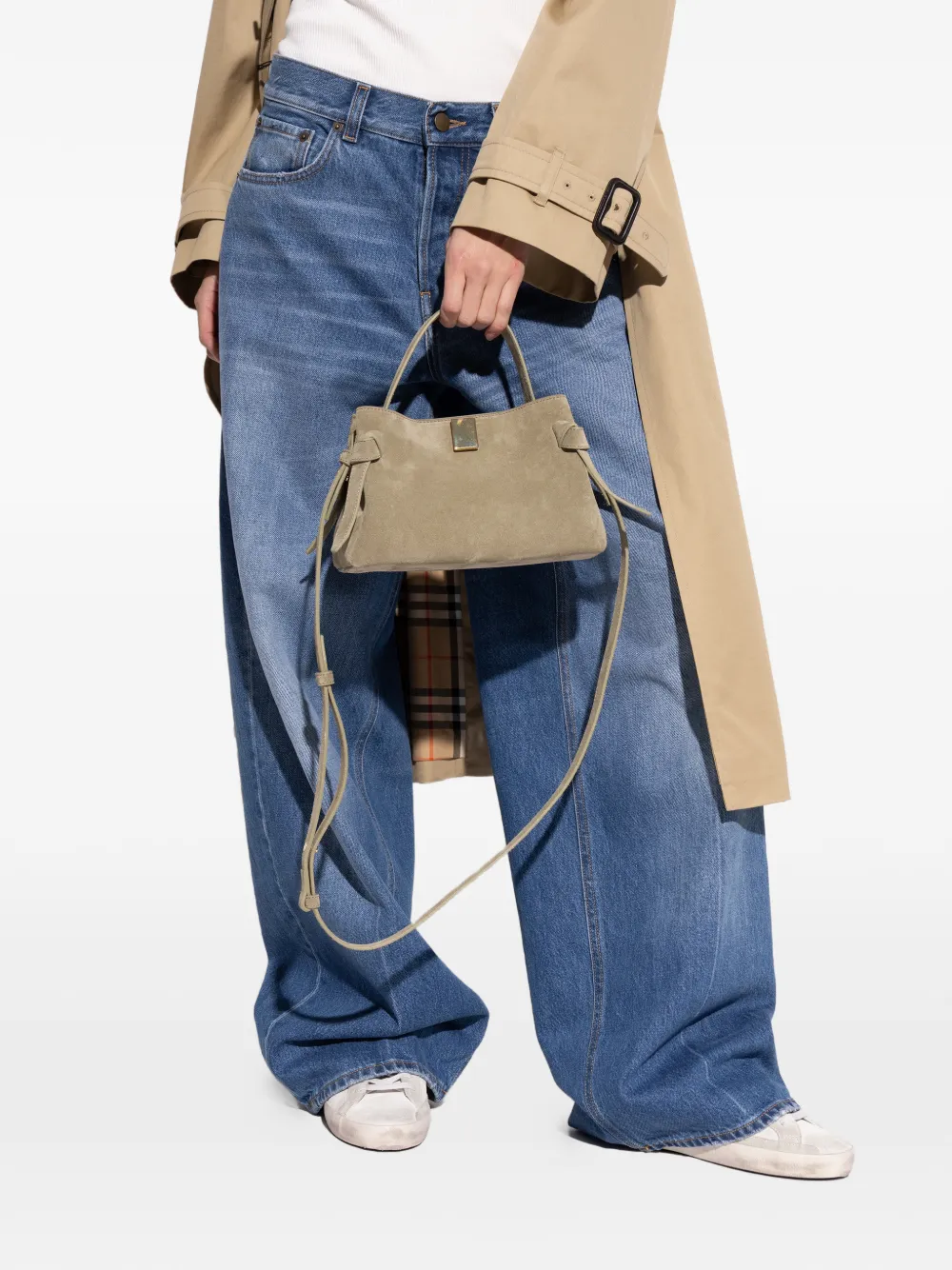 Yuzefi Mini Gyoza geknoopte suède shopper Groen
