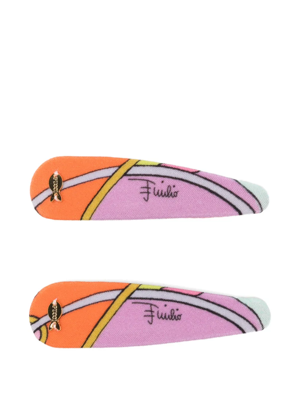 PUCCI logo-plaque hair clip (set of two) - Arancione