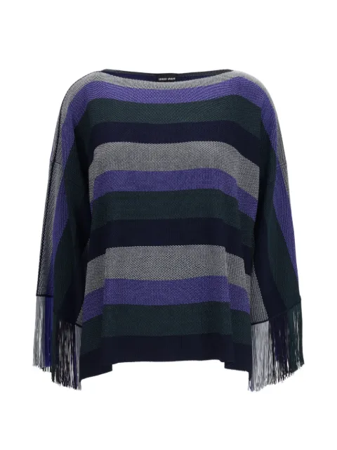 Giorgio Armani striped fringe-trimmed sweater