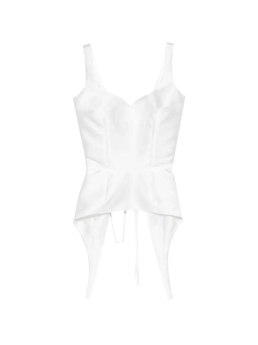 Parlor lace-up asymmetric-hem corset top - Bianco