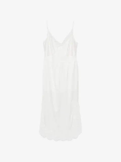 Parlor lace-trim silk slip midi dress