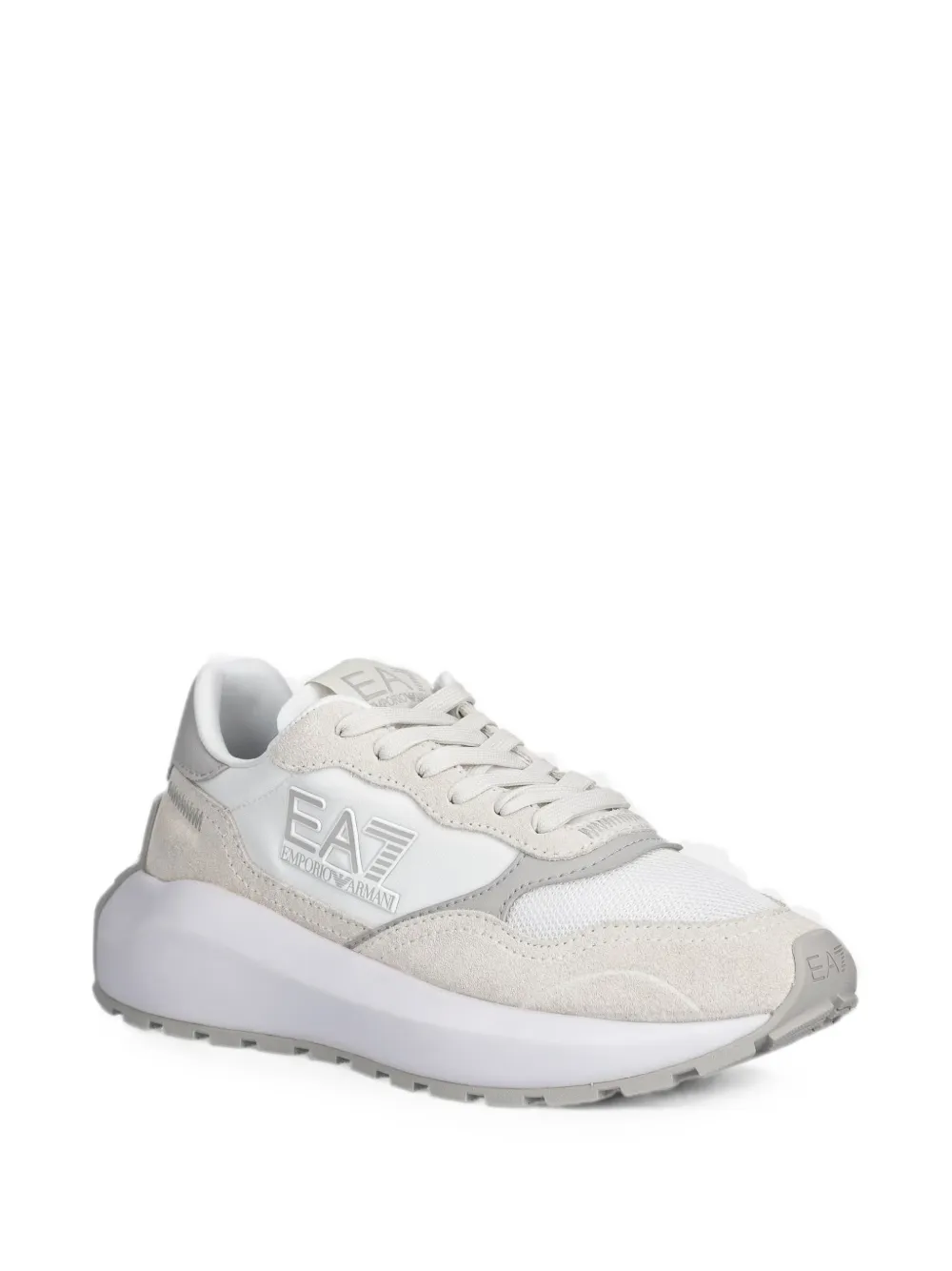 Ea7 Emporio Armani logo-patch panelled sneakers Beige