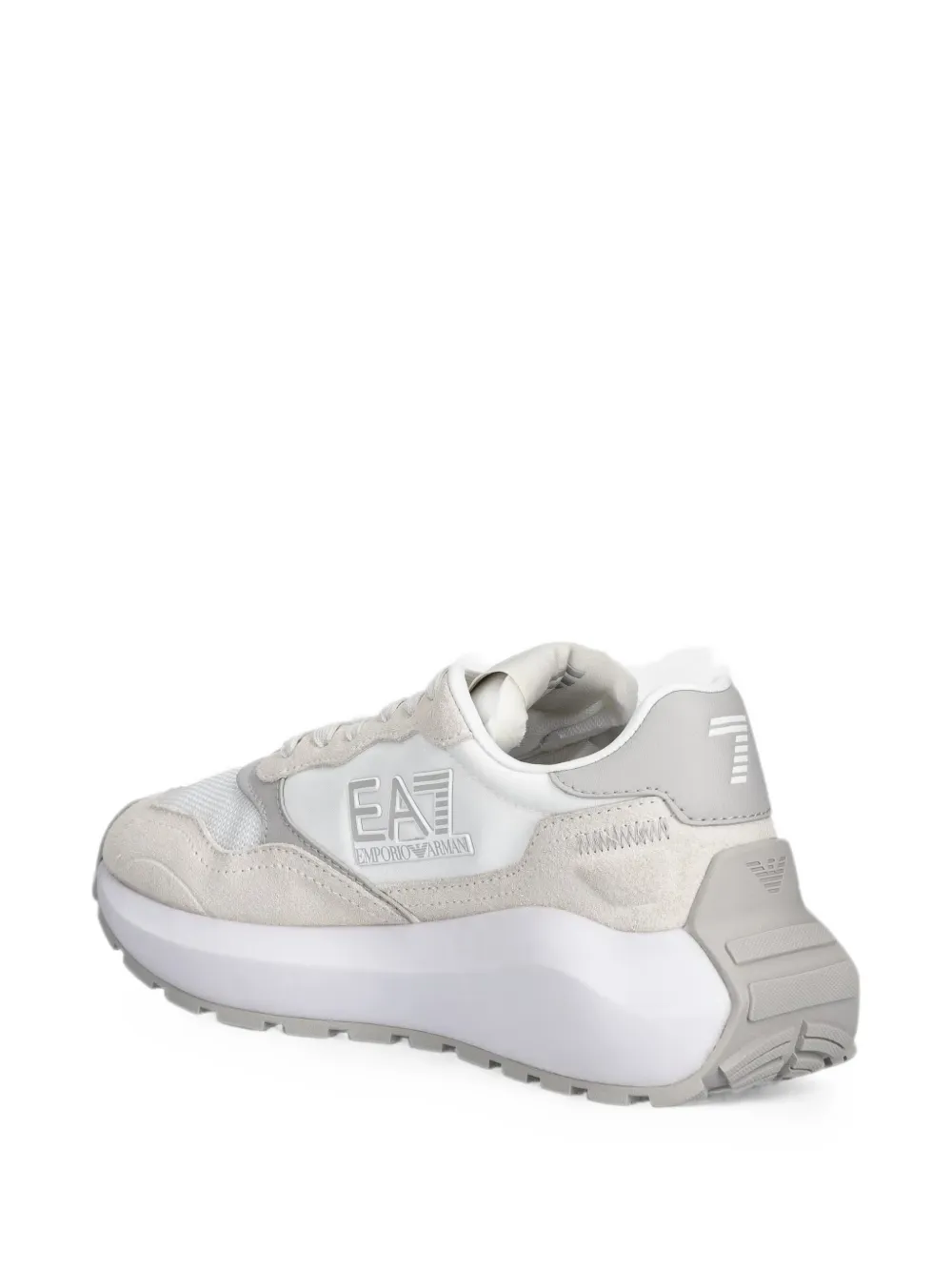 Ea7 Emporio Armani logo-patch panelled sneakers Beige