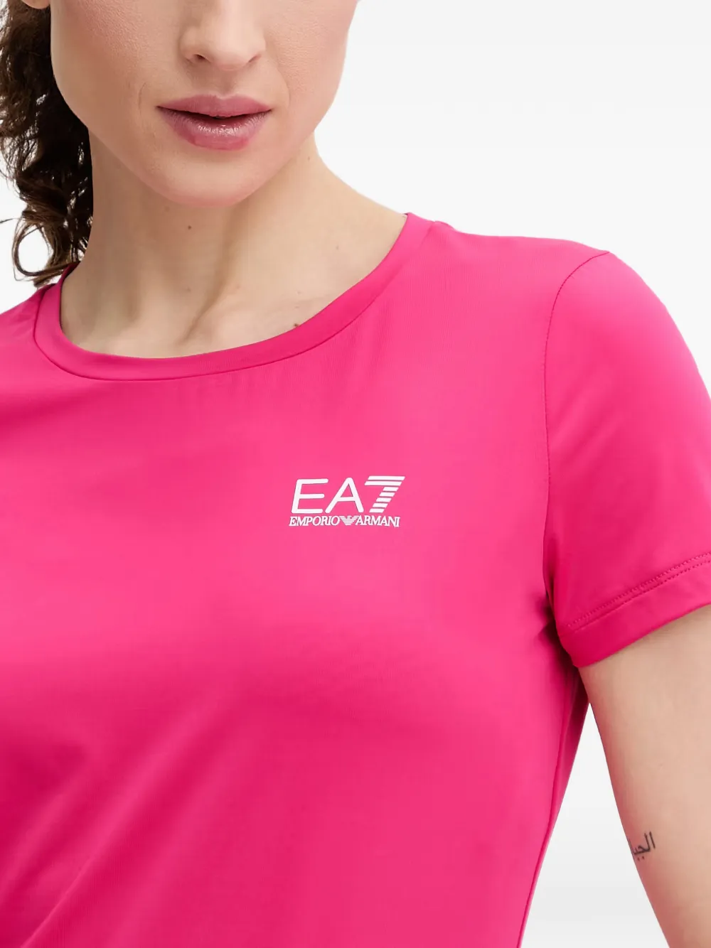 Ea7 Emporio Armani T-shirt met logoprint Roze