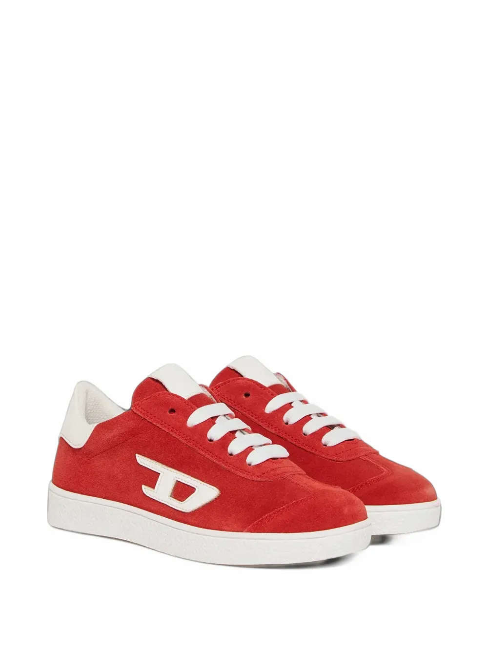 Diesel Kids logo-patch suede sneakers - Rosso