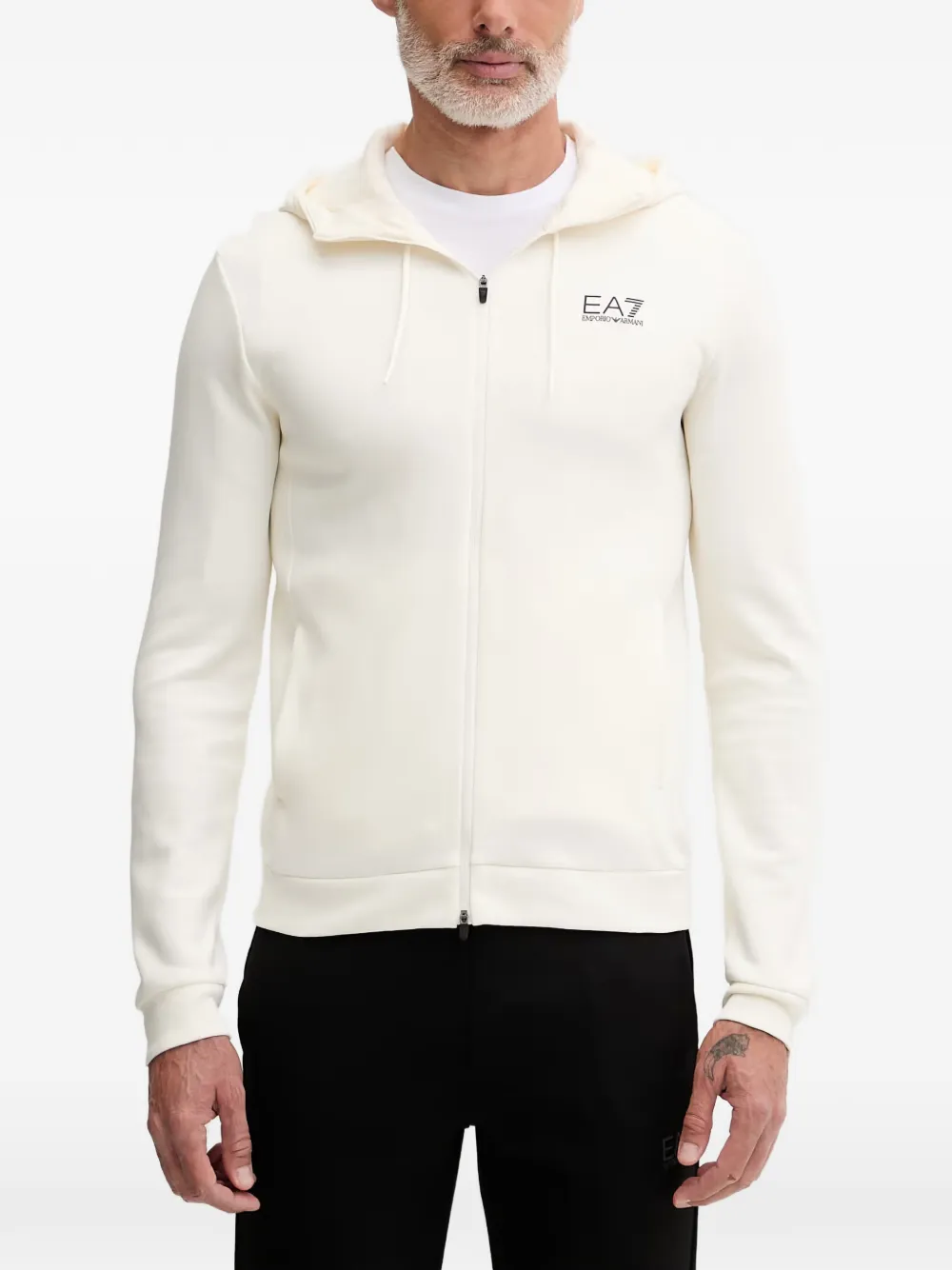Ea7 Emporio Armani logo-print zip-up hoodie - Nero