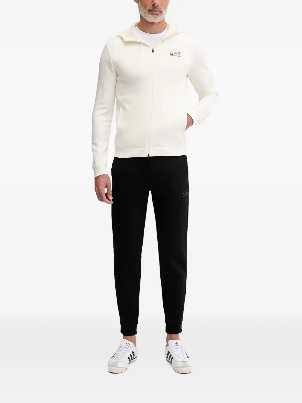 Ea7 Emporio Armani logo-print zip-up hoodie - Black