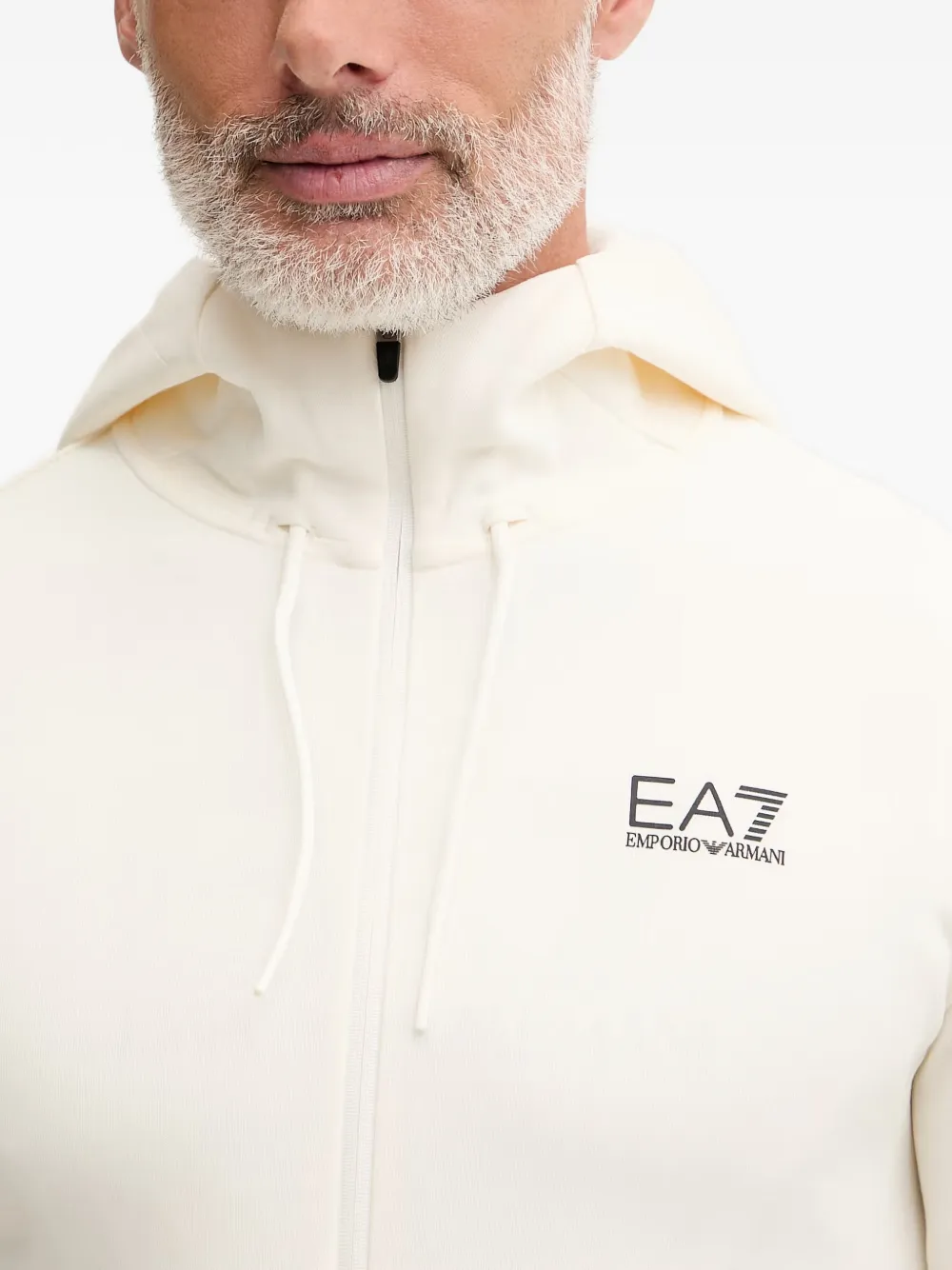 Ea7 Emporio Armani Hoodie met logoprint en rits Zwart