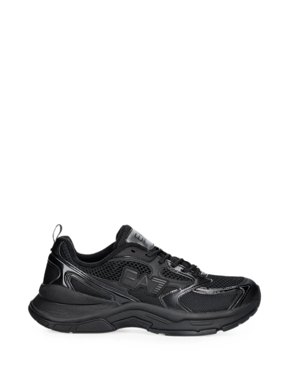 Ea7 Emporio Ar i mesh-panelled logo-patch sneakers Zwart