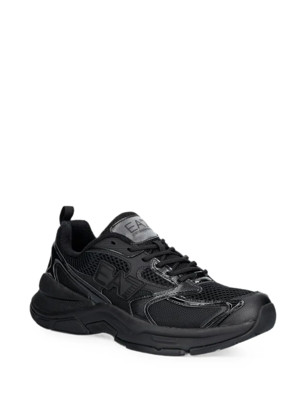Ea7 Emporio Armani mesh-panelled logo-patch sneakers Zwart