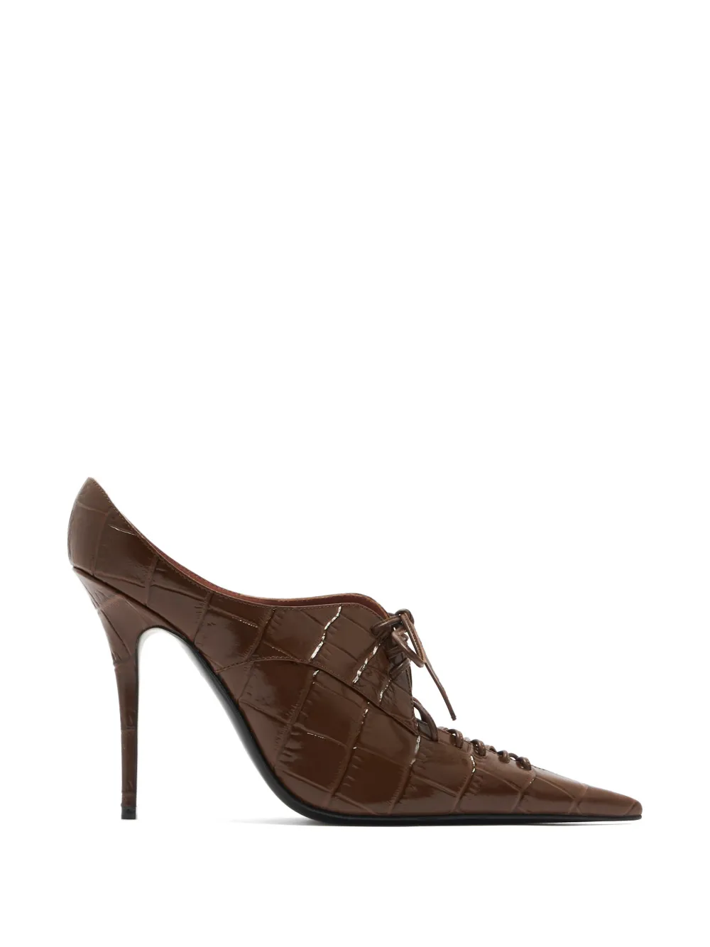 Amina Muaddi croc-effect lace-up pumps Bruin