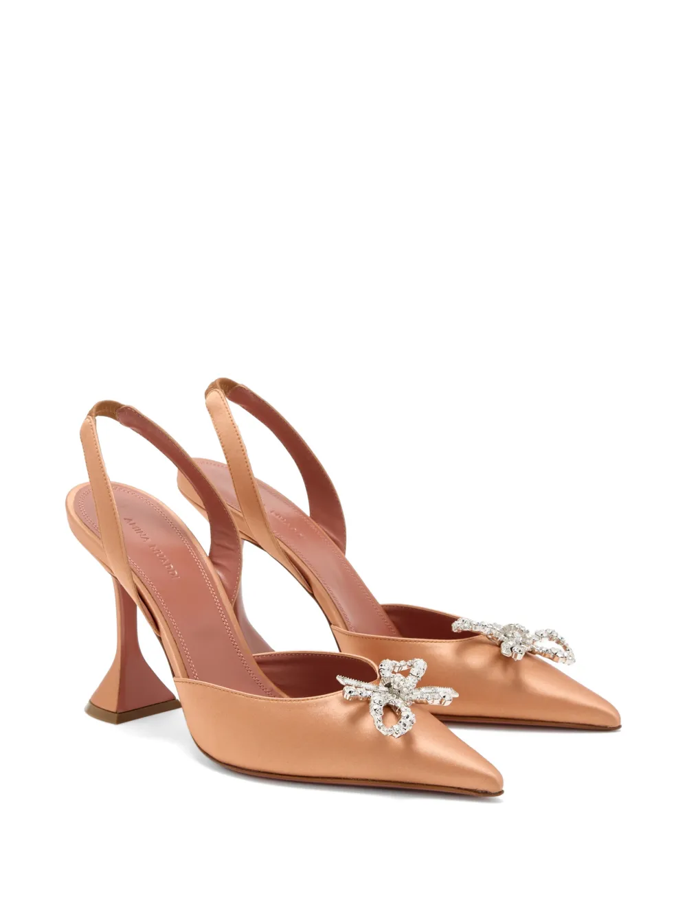 Amina Muaddi Rosie crystal-bow slingback pumps Bruin