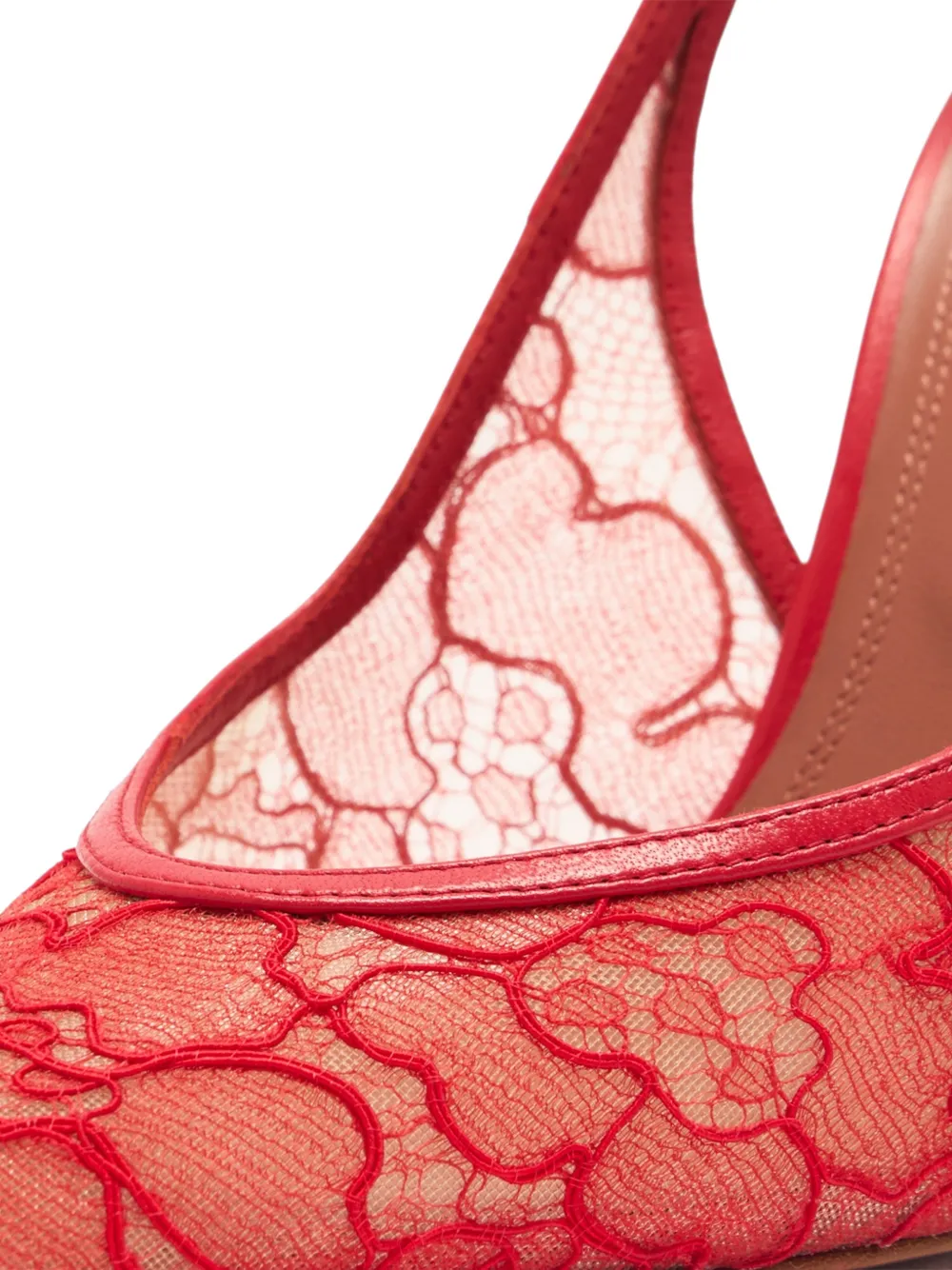 Amina Muaddi lace-embellished slingback pumps Rood