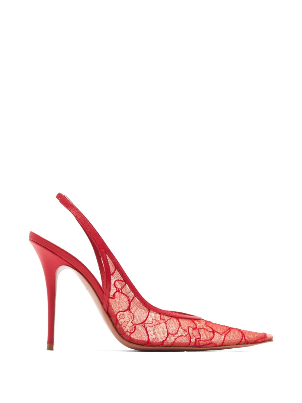 Amina Muaddi lace-embellished slingback pumps Rood