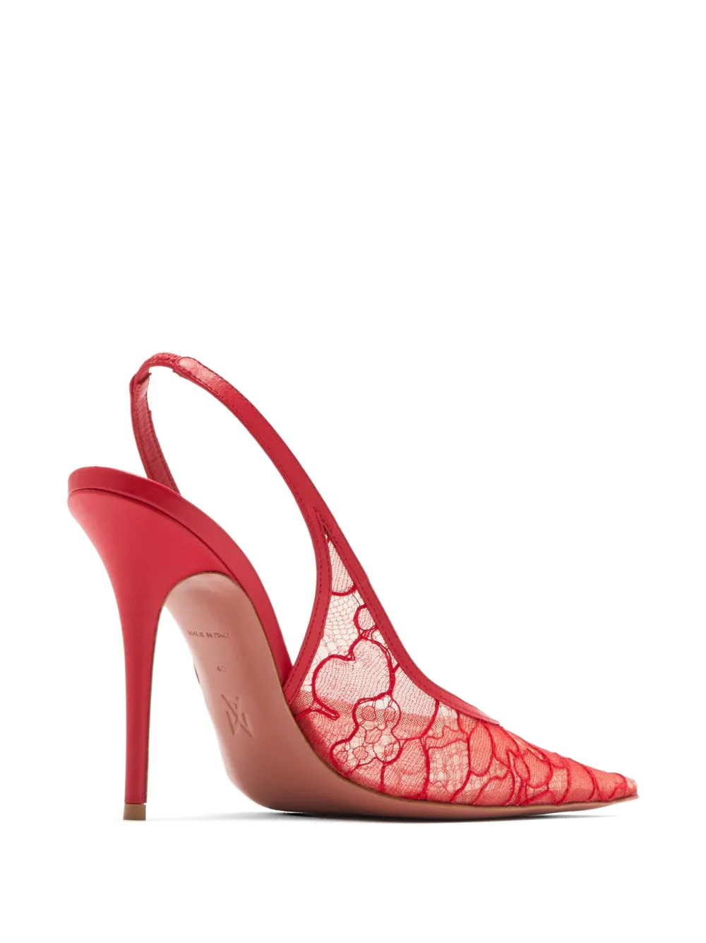 Amina Muaddi lace-embellished slingback pumps Rood