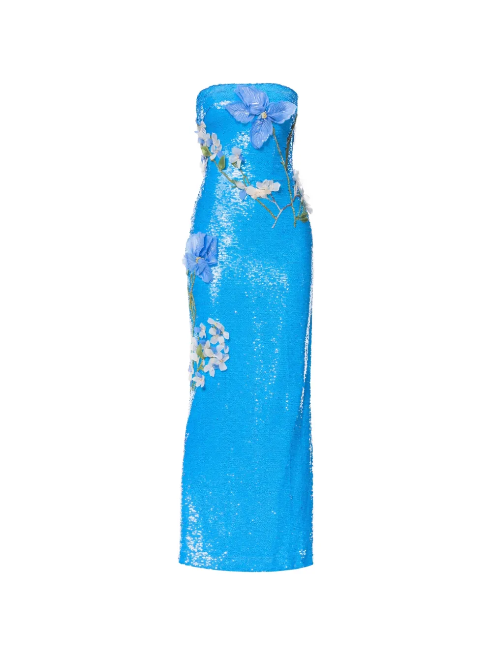 Monique Lhuillier Iris sequined floral-appliqué gown - Blu