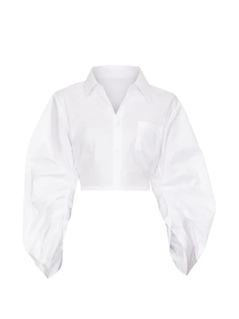 HEVRON Raquel puffed-sleeve cropped shirt