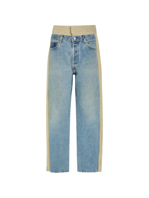 B SIDES suede-panelled patchwork jeans