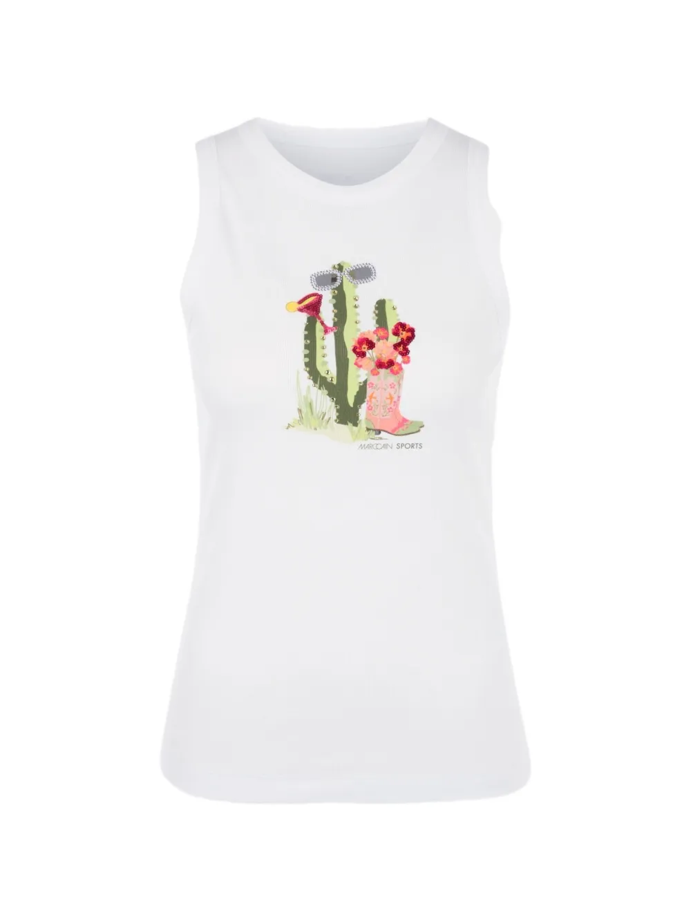 Marccain Graphic-print Sleeveless Tank Top In White