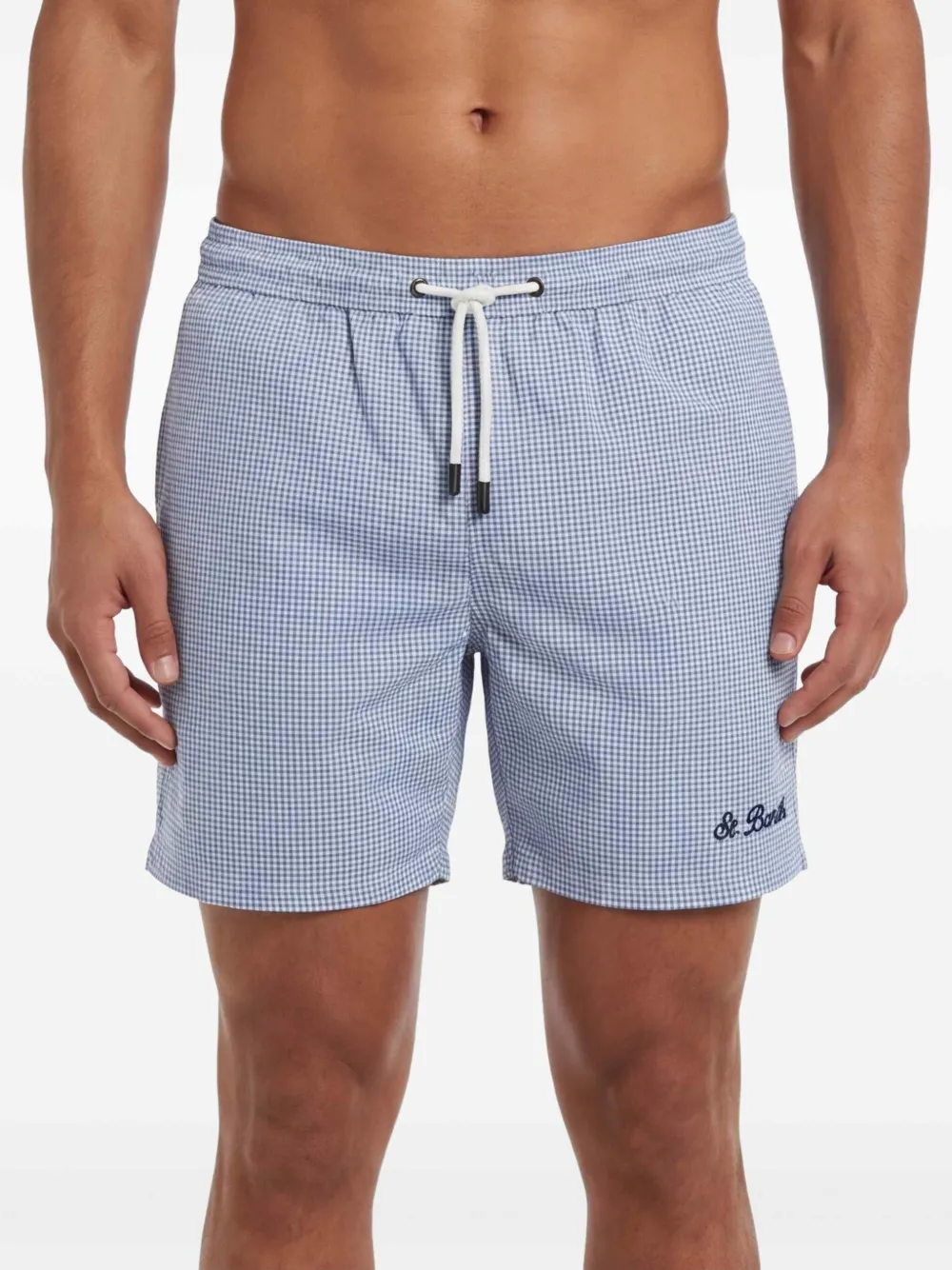 MC2 Saint Barth Paimos geruite zwembroek met trekkoord Blauw
