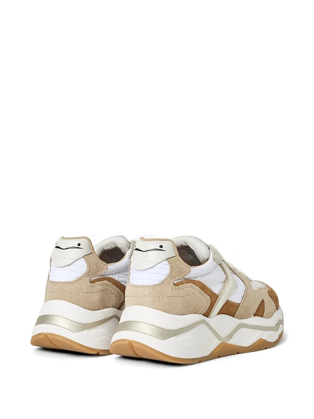 Voile Blanche suede-panelled mesh sneakers Beige