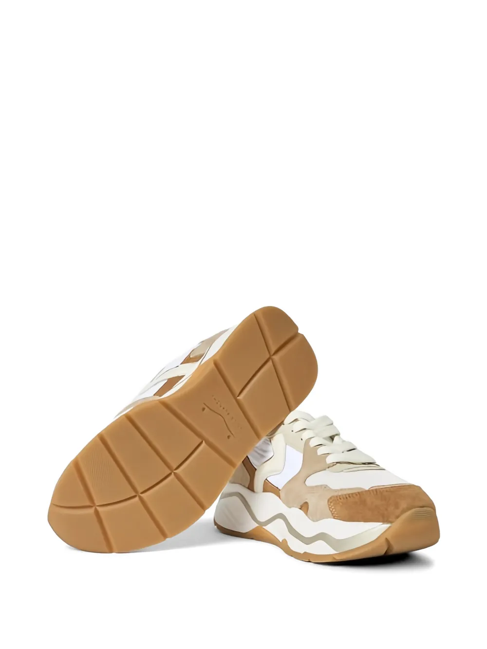 Voile Blanche suede-panelled mesh sneakers Beige