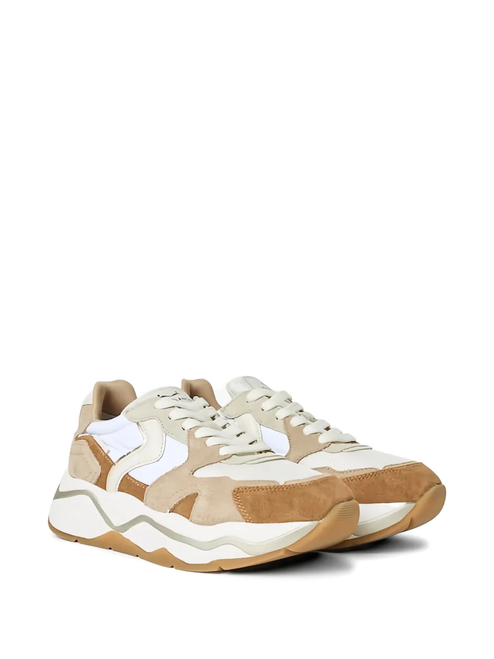 Voile Blanche suede-panelled mesh sneakers Beige