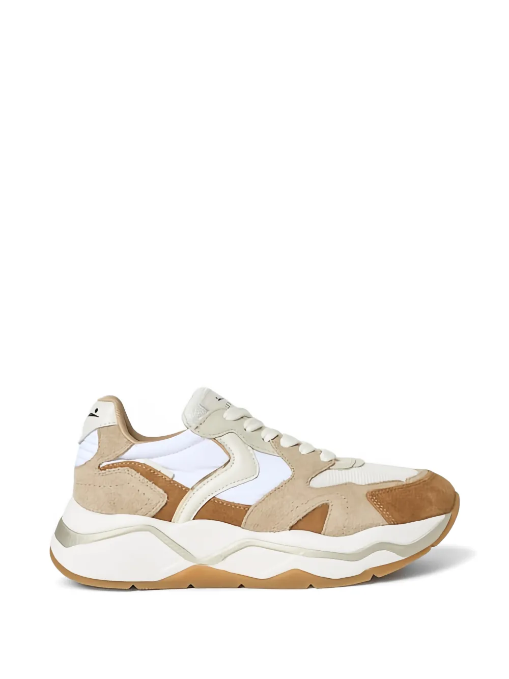 Voile Blanche suede-panelled mesh sneakers Beige